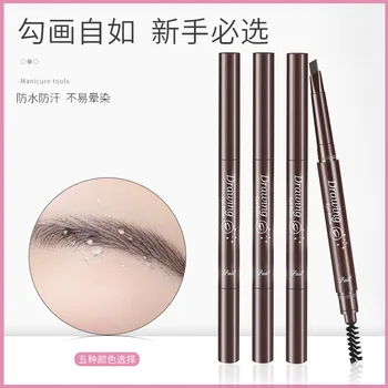 

Multi-functional Single 5-Color Double Headed Triangle Eyebrow Pencil A- line Eyebrow Beginners Not Smudge Natural