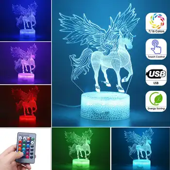 

3D Dinosaur LED Night Light Touch Switch Table Desk Lamp Lava Acrylic Light Illusion Atmosphere Lighting with Remote Control