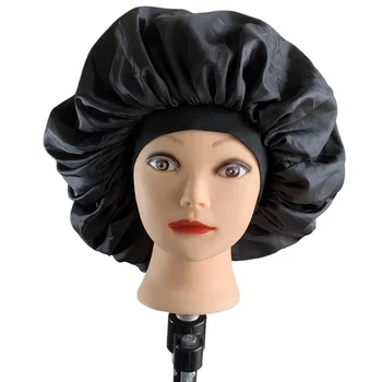 

Super Large Satin Silk Bonnet Sleeping Cap for Adult Large Amount Hair Care Waterproof Shower Cap double deck Fabric bathing cap