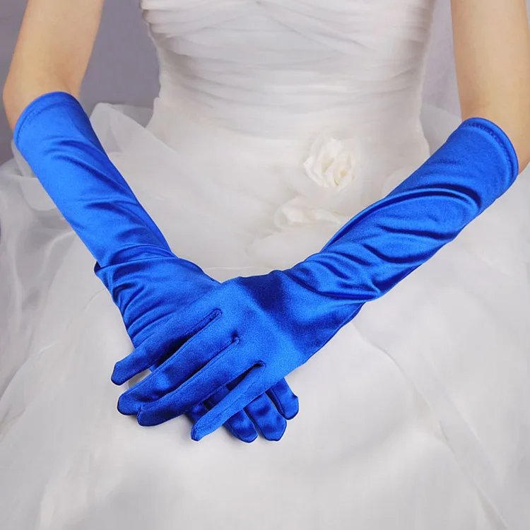Royal blue 10 шт./лот, женские светло-голубые, синие, женские, для танцев, длинные, серебристые перчатки, модные, вечерние, перчатки - Цвет: Royal blue