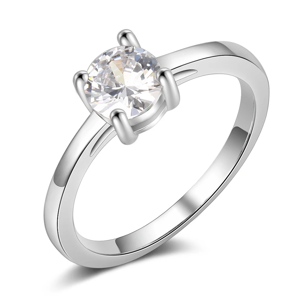 Promise кольцо из стерлингового серебра 925 с кубическим цирконием классические обручальные кольца для женщин подружки невесты подарки(JewelOra RI101321 - Цвет основного камня: R4001