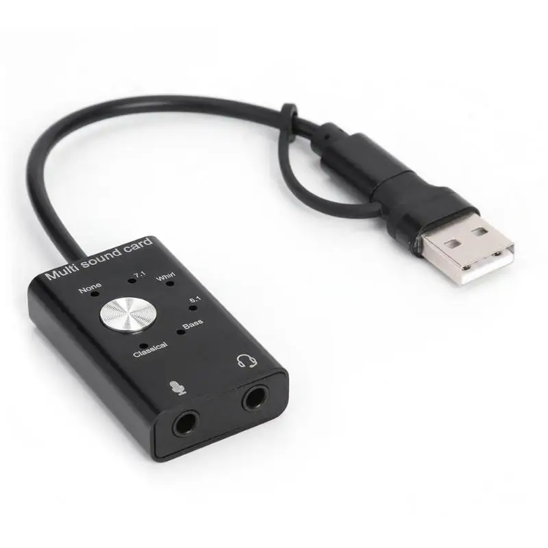 Внешний USB звуковая карта type C USB 2,0 аудио адаптер для компьютера ноутбука ПК обеспечивает 5,1 канал 48 кГц или стерео выход