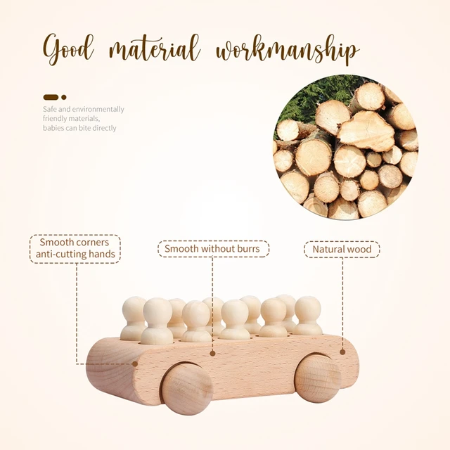 Montessori Wooden Toys for Children Puzzle Game Cartoon Wood Peg Dolls Educational Toy Car Newborn Baby Blocks Christmas Gifts 3