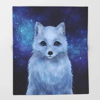 

Starry Sky Cartoon Throws for Sofa Cute Design Arctic Fox Blankets Christmas Decorations for Home Custom Blanket