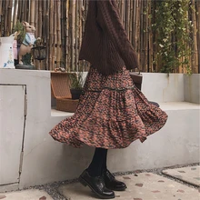 Длинные шифоновые юбки с цветочным рисунком во французском стиле, 11111