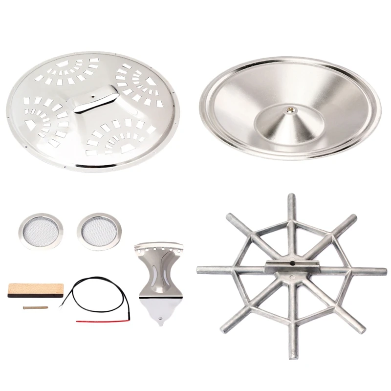 

Super sell-8Pcs Resonator Cones Soundhole Screens Tailpiece Bridge Saddle for Dobro Guitar