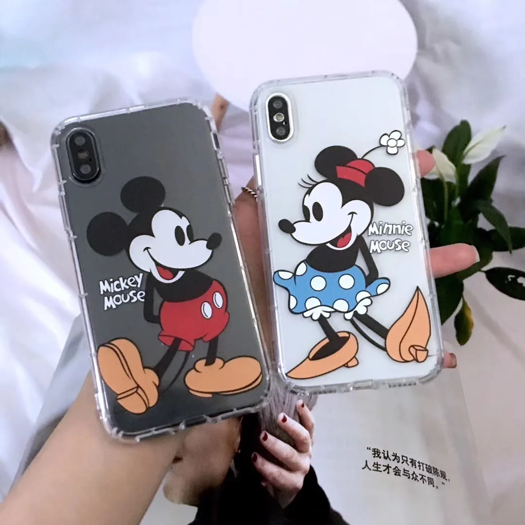 

New cartoon Mickey Minnie soft case for iPhone XS MAX 6 6SPlus XR X 8 7 6SPlus high penetration drop pressure soft TPU case Capa