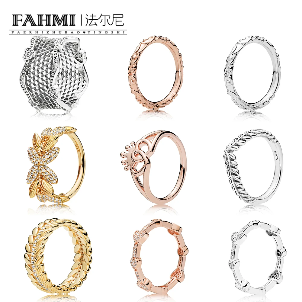 

2019 100% 925 Sterling Silver SHINE GRAINS OF ENERGY RING ROSE CROWNED HEARTS RING LACE OF LOVE RING REGAL PATTERN Seeds RING