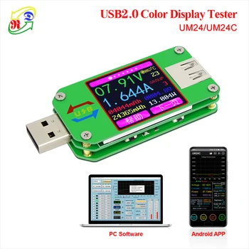 

UM24 UM24C APP USB 2.0 LCD Display Voltmeter ammeter battery charge voltage current meter multimeter cable measure Tester