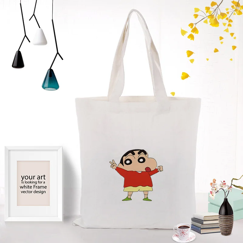 Crayon Shin-chan Холщовая Сумка-тоут, текст, сделай сам, сумка с логотипом на заказ, Повседневная сумка для покупок, Экологичная многоразовая утилизация - Цвет: LBXX079