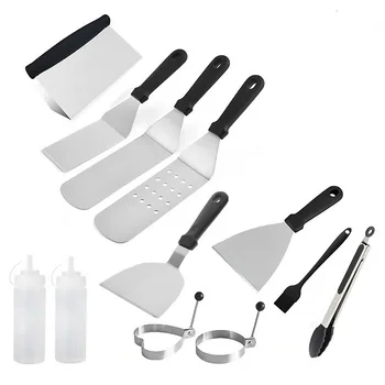 

10-Piece Barbecue Tool Set Stainless Steel Spatula Squeeze Bottle Oil Brush Tongs Tongs Barbecue Spatula Kitchen Tools