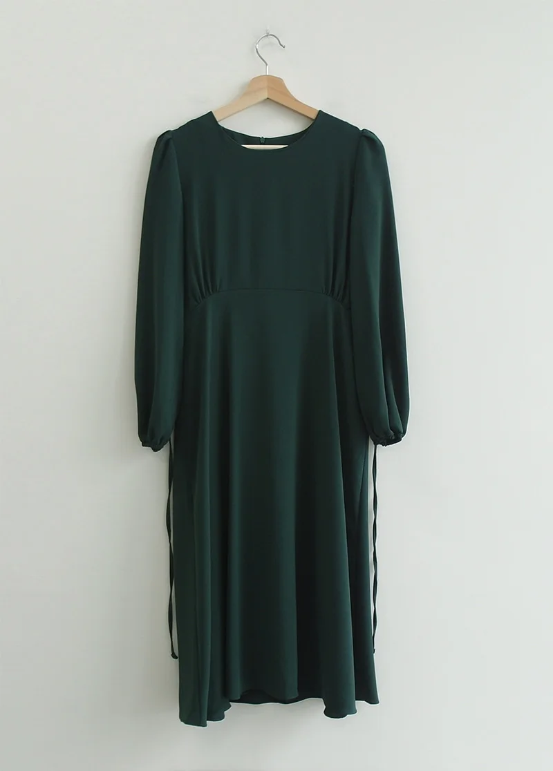 BGTEEVER винтажное темно-зеленое женское платье с круглым вырезом кружевные буффы на рукавах женское платье трапециевидной формы осенние вечерние платья Vestidos femme