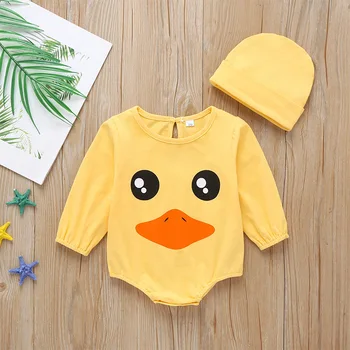 

New Born Baby Body Suit Autumn Spring Long Sleeved Cartoon Suit Infant Baby Cotton Bag Fart Clothes Climbing Triangle Pajamas