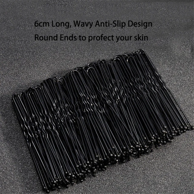 50/100PCS Women 6CM Hair Waved U-shaped Bobby Pin Barrette Salon Grip Clip Hairpins Black Metal Hair Accessories For Bun Gift 2