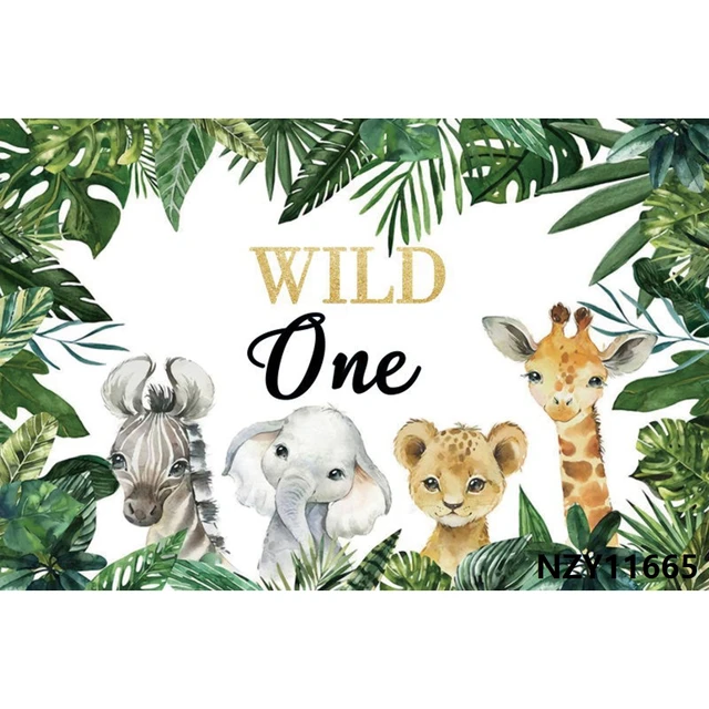 Safari 1st Birthday Backdrop Jungle Tropical Forest Wild One Animal Party Photography Newborn Baby Shower Photo Background Props NZY11665
