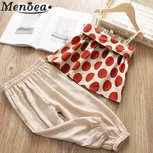 Menoea/ г.; комплекты детской одежды без рукавов; топ в горошек с лямкой на шее для девочек+ шифоновые брюки; комплекты одежды для девочек из 2 предметов