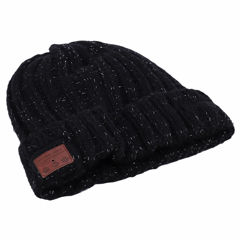 Knitting Hats Wireless Bluetooth Smart Soft Warm Headset Music Headphones Speaker Earbud