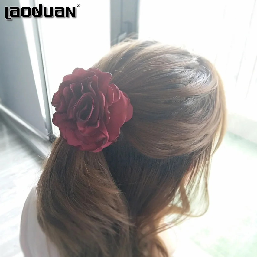 1PC Girls Hair Accessories Rose Flower Circle Ponytail Elastic Rubber Bands Rope Women Headwear |