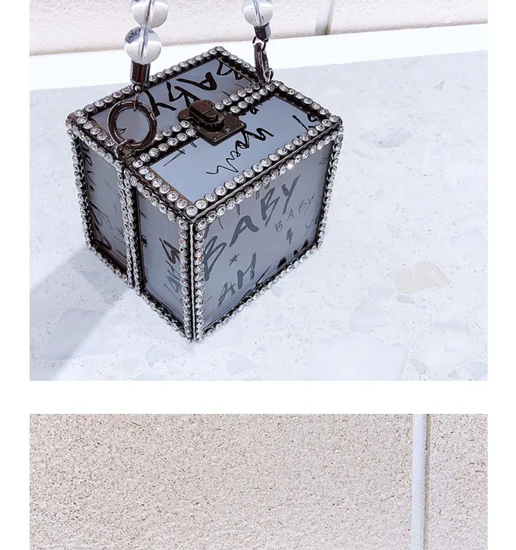 Дизайн Алмазная квадратная коробка стиль Светоотражающие буквы женские модные вечерние сумки Сумка через плечо женская сумка на цепочке кошелек