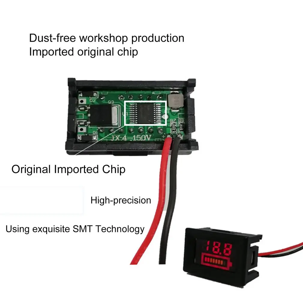 0.36inch 5-130V Battery Charge Level Indicator Battery Tester Lithium Battery Capacity Meter LED Tester Voltmeter Dual Display