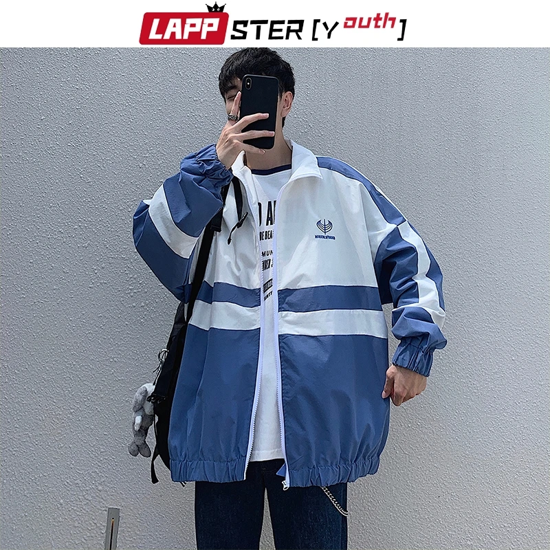 LAPPSTER-Youth Осенняя мужская куртка-бомбер Harajuku Мужская s Японская уличная ветровка мужская Корейская Лоскутная куртка пальто