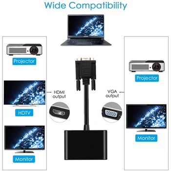 

2-in-1 VGA To HDMI VGA Adapter Converter Splitter In HDMI&VGA Out Simultaneously VGA To HDMI Converter Is Of 2-in-1 Design