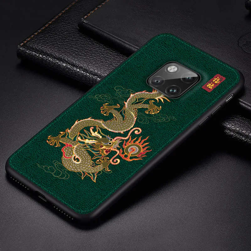 Чехол для телефона huawei mate 20 Pro P20 P30 Pro mate 10 20X20 Pro мягкие Роскошные мешки кожаные для телефона силиконовый чехол - Цвет: dragon 1