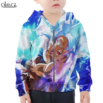 

CLOOCL Anime Dragon Ball Goku Zipper Hoodie Boy Girl 3D Print Children Autumn Hooded Casual Sweatshirt Harajuku Tops