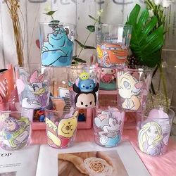 Disney Cute Cup Cartoon Mickey Print Pattern Transparent Plastic Cup Juice Drink Cup Mouthwash Brush Tooth Cup Couple Cup
