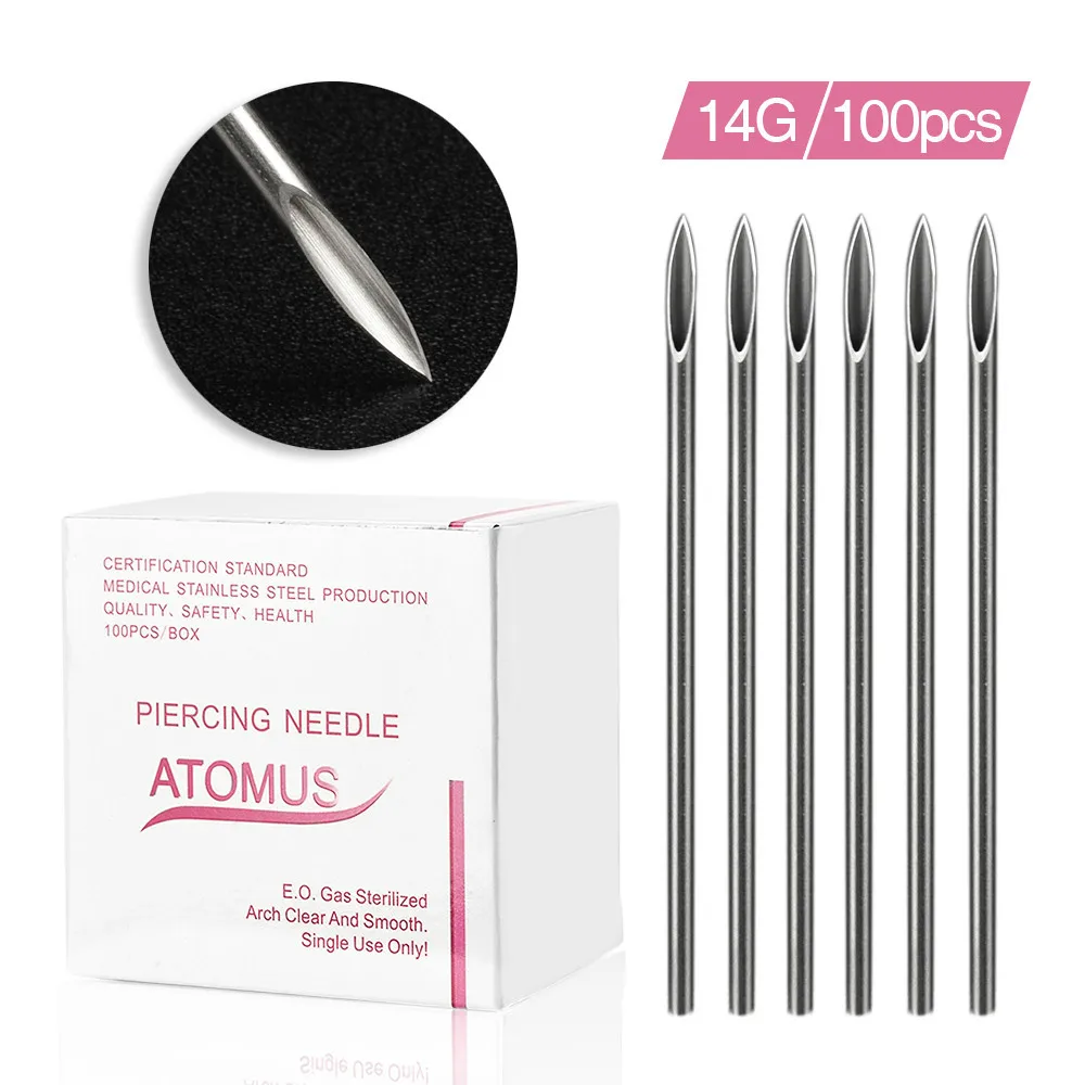 14G 100pcs Тату оборудование инструмент для прокола одноразовые для стерильных инструментов устройство для татуажа поставки татуировки аксессуары WS0014_01-06 - Габаритные размеры: 14G 100pcs