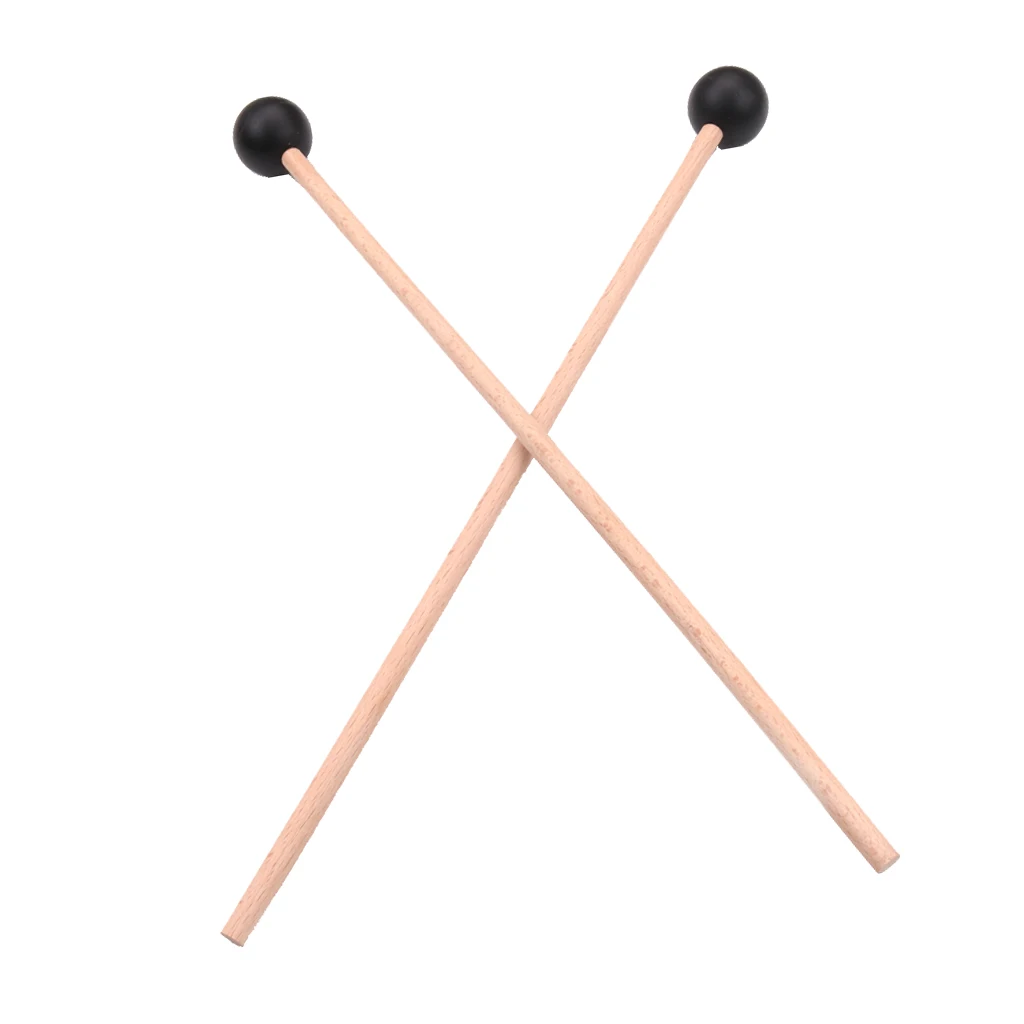 1 Pair Marimba Mallets Bell Mallets Glockenspiel Sticks, Rubber Head Stick with Maple Wood Handle