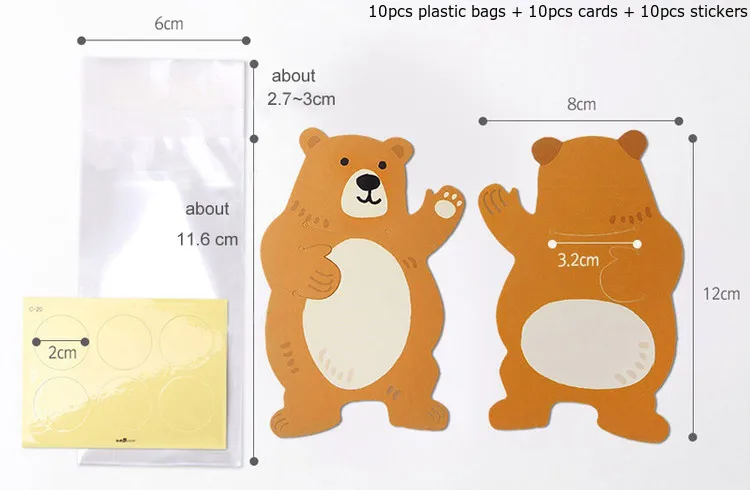 50pcs bear 10 шт. Мультяшные животные пластиковый мешок Медведь Кролик Подарочный мешок карты конверты для конфет и печенья сумки Канцелярские Принадлежности для детские школьные принадлежности - Цвет: 50pcs bear