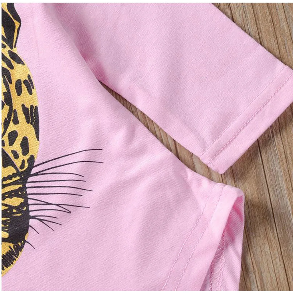 Одежда для маленьких девочек г. Лидер продаж, милые топы с длинными рукавами и принтом Тигра для маленьких девочек+ штаны с леопардовым принтом, костюм roupa infantil