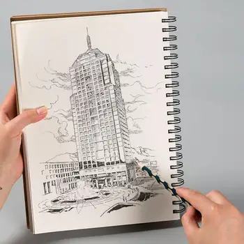 

50 Sheets Retro Spiral Coil Sketchbook Kraft Paper Supplies Students Journal Painting Junk Pad Sketch No Book Memo Notebook S9Q2
