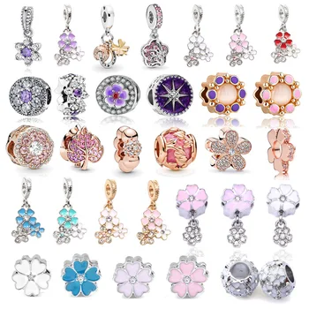 

Boosbiy 1pc High Quality Sparkling Flower Pendants Charms Fit Pandora Bracelets For Women Romantic Jewelry Accessories Making