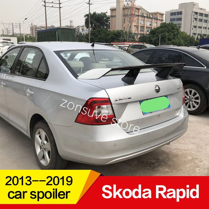 Использовать для Skoda Rapid спойлер 2013- год ABS Пластиковый материал заднее декоративное крыло EX стиль GT Спортивные Аксессуары