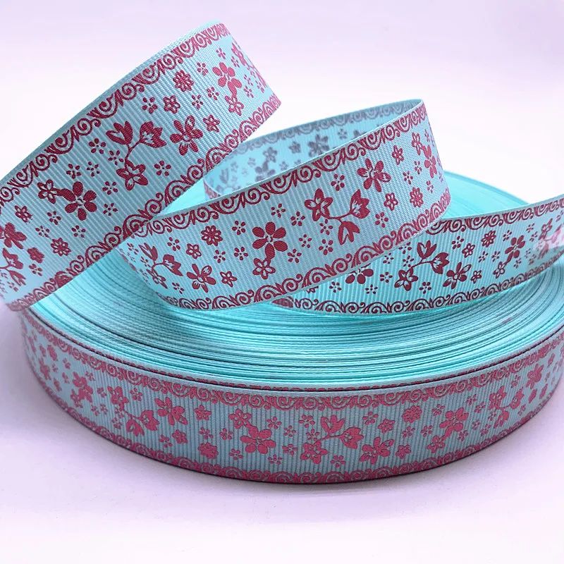그로스그레인 리본 프린트 꽃, 크리스마스 웨딩 장식, DIY 바느질 수공예, 5 야드, 25mm(1 인치), 신제품