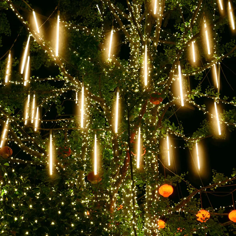 BEIAIDI, 8 трубок, метеоритный дождь, светодиодный светильник, 30 см, 50 см, капля дождя, сосулька, рождественская елка, Свадебный Сказочный светильник, гирлянда