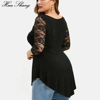 Plus Size 5XL Floral Lace Hollow Out Sexy Tunic Blouse Women Clothing Summer Big Size Tops Ladies Ruffles Irregular Blusas - Image 3