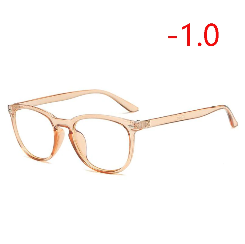 0,5-0,75 до-4,0 овальные заклепки готовой близорукости очки женские, мужские 1,56 Асферические рецептурные линзы очки прозрачный чай - Цвет оправы: Myopia 100