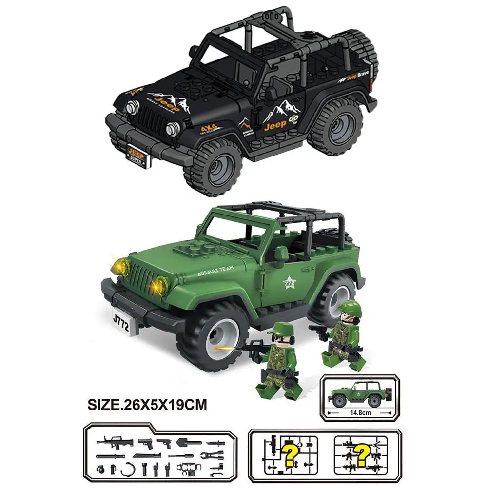 Сборные строительные блоки детские игрушки для J772 Wrangler Jeep военный автомобиль внедорожник