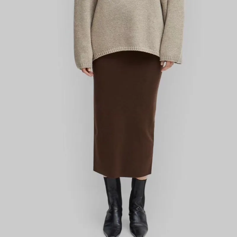 Нордический стиль мериносовая шерсть смесь стрейч Повседневная Высокая талия