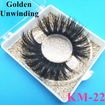 

Golden Unwinding KM-22 wholesale 3d mink lashes bulk 25mm mink dramatic long 3d hair false eyelashes custom box eyelashes vendor