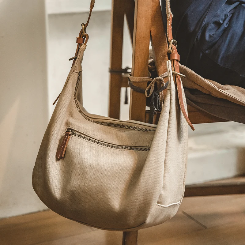 

2020 New Unisex Dumplings Military Retro Messenger Bag Heavy Canvas Shoulder Bag Newspaper Bag