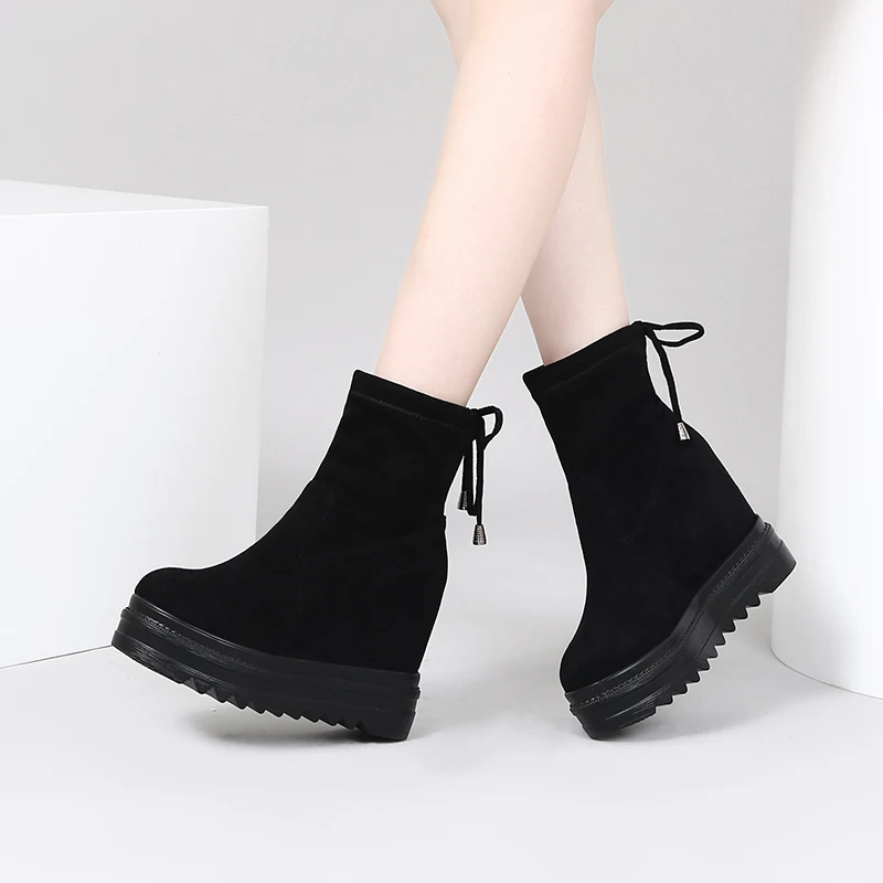 

Martin boots female Korean version of the wild muffin thick bottom inside the increased wedge with boots boots women's shoes