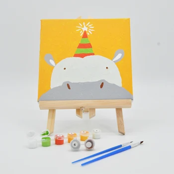 

Digital Oil Paintings By Numbers 20×20cm With Frame On Canvas For Kid DIY Cartoon Hippo Picture Acrylic Paint Art Child Coloring