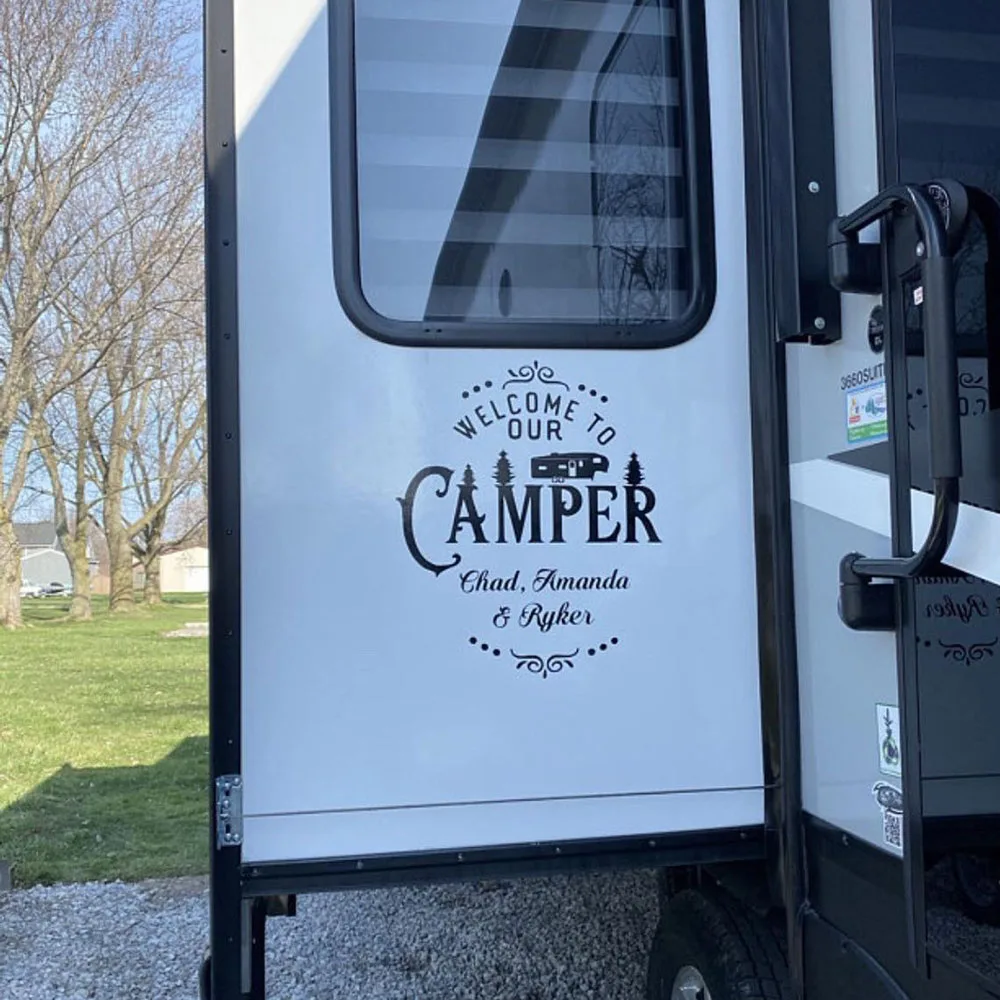 Welcome to Our Campsite Vinyl Decal Camping Light Bucket Decal RV Decal,  Camping Decor, Light Bucket Decal 