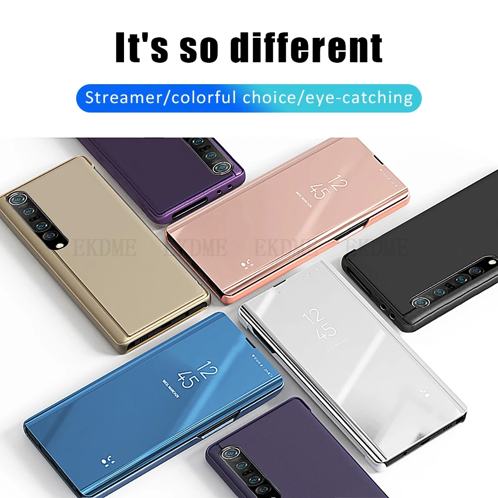 Зеркальный флип чехол для Xiaomi Redimi Mi10 pro Lite Note10 Mi8 Redmi9 10X5G Note9 Note9s Note8 Note8pro PocoX2