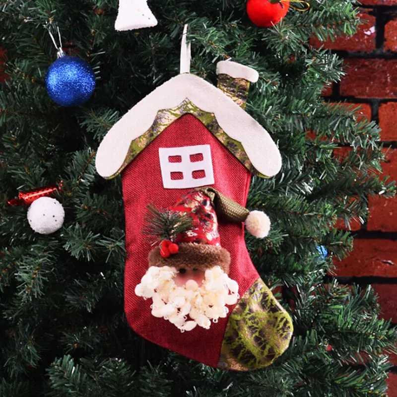 Christmas Stockings With Hanging Rope Three-dimensional Christmas Candy Bag Portable - Цвет: R