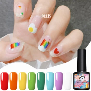 

MAD DOLL Rainbow Heart Colors Gel Nail Gel Varnish Soak Off Polish LED UV Nail Art Gel for Manicuring Decoration 8ML Nail Gel